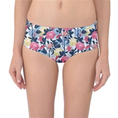 Beautiful Floral Pattern Mid-waist Bikini Bottoms by TastefulDesigns