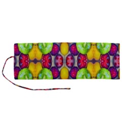 Fruits And Vegetables Pattern Roll Up Canvas Pencil Holder (m) by dflcprintsclothing