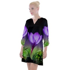 Floral Nature Open Neck Shift Dress