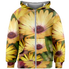 Yellow Flowers Kids  Zipper Hoodie Without Drawstring