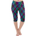 Purple, green tartan, retro buffalo plaid pattern, classic tiled theme Lightweight Velour Cropped Yoga Leggings View1