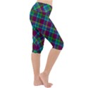 Purple, green tartan, retro buffalo plaid pattern, classic tiled theme Lightweight Velour Cropped Yoga Leggings View3