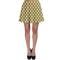 Gold Polka Dots Patterm, Retro Style Dotted Pattern, Classic White Circles Skater Skirt by Casemiro