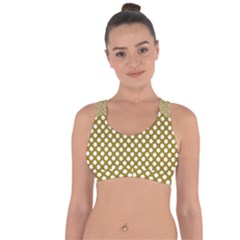 Gold Polka Dots Patterm, Retro Style Dotted Pattern, Classic White Circles Cross String Back Sports Bra by Casemiro