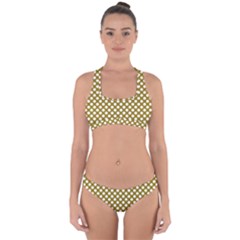 Gold Polka Dots Patterm, Retro Style Dotted Pattern, Classic White Circles Cross Back Hipster Bikini Set by Casemiro