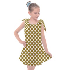 Gold Polka Dots Patterm, Retro Style Dotted Pattern, Classic White Circles Kids  Tie Up Tunic Dress by Casemiro