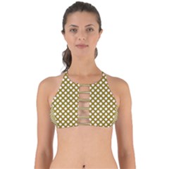 Gold Polka Dots Patterm, Retro Style Dotted Pattern, Classic White Circles Perfectly Cut Out Bikini Top by Casemiro