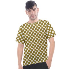 Gold Polka Dots Patterm, Retro Style Dotted Pattern, Classic White Circles Men s Sport Top by Casemiro