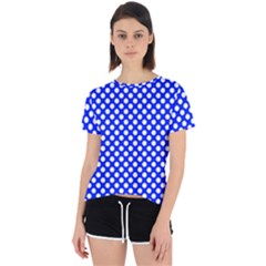 Dark Blue And White Polka Dots Pattern, Retro Pin-up Style Theme, Classic Dotted Theme Open Back Sport Tee by Casemiro