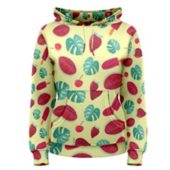 Watermelons, Fruits And Ice Cream, Pastel Colors, At Yellow Women s Pullover Hoodie