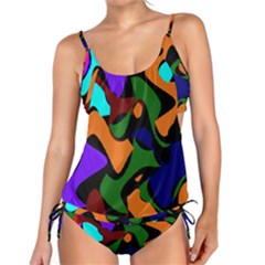 Trippy Paint Splash, Asymmetric Dotted Camo In Saturated Colors Tankini Set by Casemiro