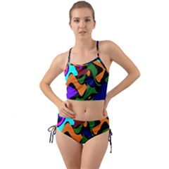 Trippy Paint Splash, Asymmetric Dotted Camo In Saturated Colors Mini Tank Bikini Set by Casemiro