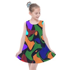 Trippy Paint Splash, Asymmetric Dotted Camo In Saturated Colors Kids  Summer Dress by Casemiro