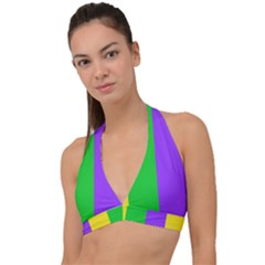 New Orleans Carnival Colors Mardi Gras Halter Plunge Bikini Top by yoursparklingshop