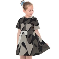 Trippy Sepia Paint Splash, Brown, Army Style Camo, Dotted Abstract Pattern Kids  Sailor Dress by Casemiro