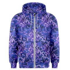 Vibrant Blue Flowers Pattern Motif Men s Zipper Hoodie