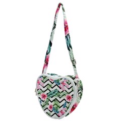 Tropical Zig Zag Pattern Heart Shoulder Bag