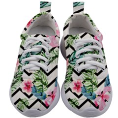 Tropical Zig Zag Pattern Kids Athletic Shoes by designsbymallika