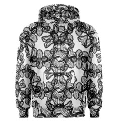 Stylized Botanical Motif Black And White Print Men s Core Hoodie by dflcprintsclothing