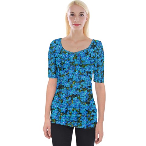 Blue Sakura Forest  Tree So Meditative And Calm Wide Neckline Tee by pepitasart