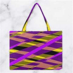 Abstract Geometric Blocks, Yellow, Orange, Purple Triangles, Modern Design Medium Tote Bag