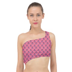 60s Ombre Hair Girl Pink Spliced Up Bikini Top  by snowwhitegirl