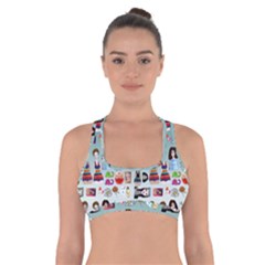 Kawaii Collage Teal  Ombre Cross Back Sports Bra by snowwhitegirl