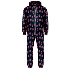 Peach Purple Daisy Flower Teal Hooded Jumpsuit (men)  by snowwhitegirl