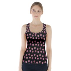 Peach Purple Daisy Flower Black Racer Back Sports Top by snowwhitegirl