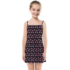 Peach Purple Daisy Flower Black Kids  Summer Sun Dress by snowwhitegirl