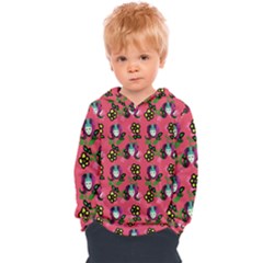 60s Girl Dark Pink Floral Daisy Kids  Overhead Hoodie