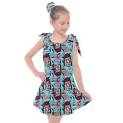 Braids Doll Daisies Blue Kids  Tie Up Tunic Dress by snowwhitegirl