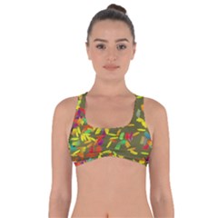 Colorful Brush Strokes Painting On A Green Background                                                        Got No Strings Sports Bra by LalyLauraFLM