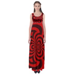 Spiral Abstraction Red, Abstract Curves Pattern, Mandala Style Empire Waist Maxi Dress by Casemiro