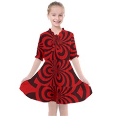 Spiral Abstraction Red, Abstract Curves Pattern, Mandala Style Kids  All Frills Chiffon Dress by Casemiro