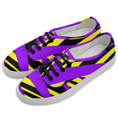 Abstract Triangles, Three Color Dotted Pattern, Purple, Yellow, Black In Saturated Colors Women s Classic Low Top Sneakers by Casemiro