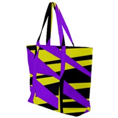 Abstract Triangles, Three Color Dotted Pattern, Purple, Yellow, Black In Saturated Colors Zip Up Canvas Bag by Casemiro