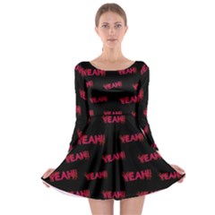 Yeah Word Motif Print Pattern Long Sleeve Skater Dress by dflcprintsclothing