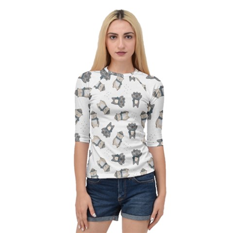 Cute Seamless Pattern With Koala Panda Bear Quarter Sleeve Raglan Tee by Amaryn4rt