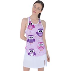 Seamless Cute Colourfull Owl Kids Pattern Racer Back Mesh Tank Top by Amaryn4rt