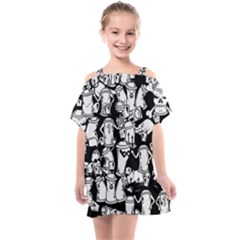 Graffiti Spray Can Characters Seamless Pattern Kids  One Piece Chiffon Dress by Amaryn4rt