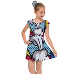 Rays Smoke Pop Art Style Vector Illustration Kids  Cap Sleeve Dress by Amaryn4rt