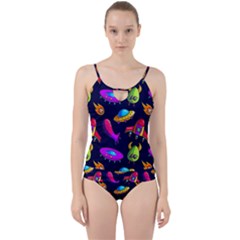 Space Pattern Cut Out Top Tankini Set