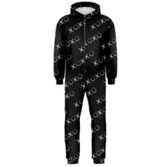 Xoxo Black And White Pattern, Kisses And Love Geometric Theme Hooded Jumpsuit (men)  by Casemiro