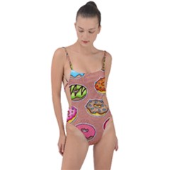 Doughnut Doodle Colorful Seamless Pattern Tie Strap One Piece Swimsuit by Amaryn4rt