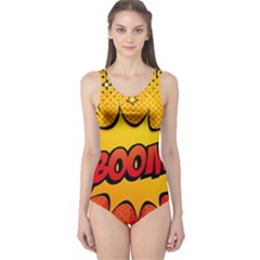 Explosion Boom Pop Art Style One Piece Swimsuit by Amaryn4rt