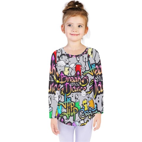 Hip Hop Background Kids  Long Sleeve Tee by Amaryn4rt