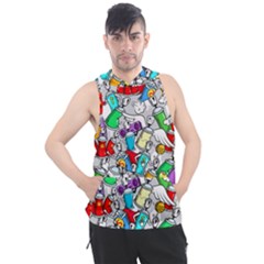 Graffit Characters Seamless Pattern Art Men s Sleeveless Hoodie