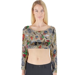 Tattoo Pattern Long Sleeve Crop Top by Amaryn4rt