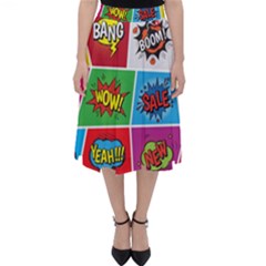 Pop Art Comic Vector Speech Cartoon Bubbles Popart Style With Humor Text Boom Bang Bubbling Expressi Classic Midi Skirt by Amaryn4rt